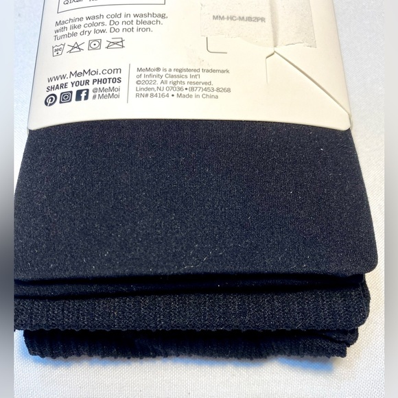 MeMoi Opaque Tights Fashion Black L/ XL Control Top 2 PAIR - Picture 3 of 6